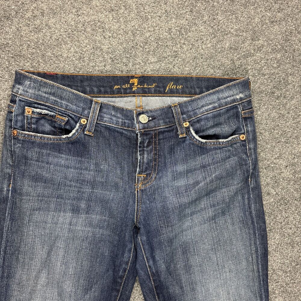 7 For All Mankind Flare Jeans Women's 30 Blue Dark Wash - Picture 2 of 12